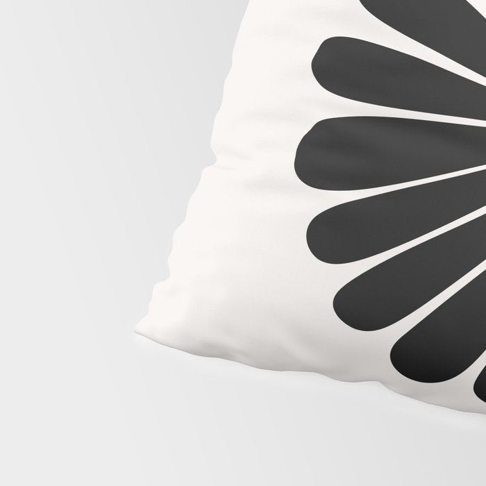 Retro Daisy Abstract I Black and White Bold Floral Pillow Sham Gallery Image 4