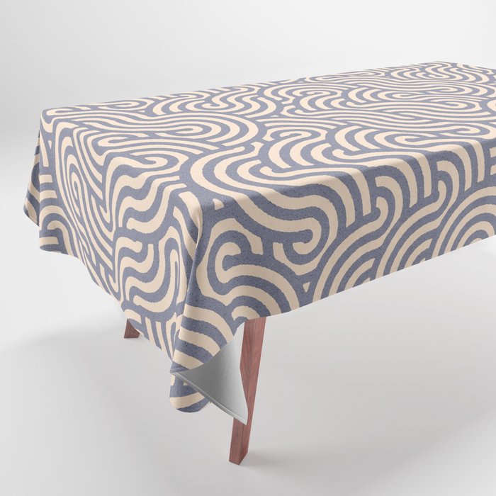SWIRL Steel and Oat Tablecloth Gallery Image 1