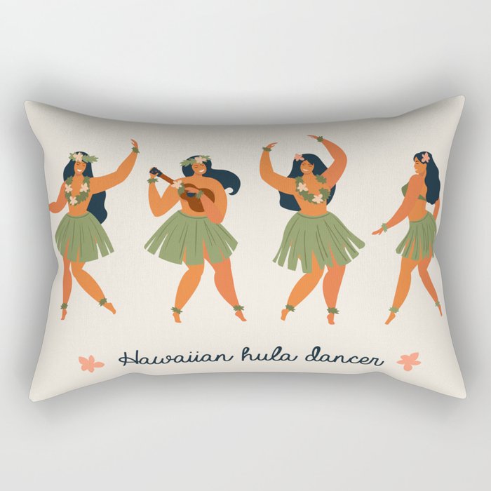 Hawaiian hula dancers young pretty woman  Rectangular Pillow Gallery Image 2