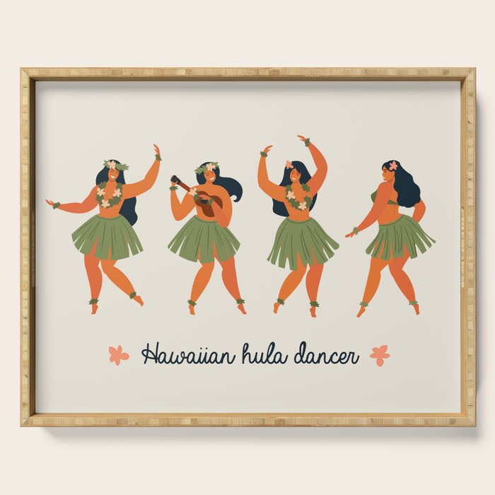 Hawaiian hula dancers young pretty woman  Serving Tray Gallery Image 1