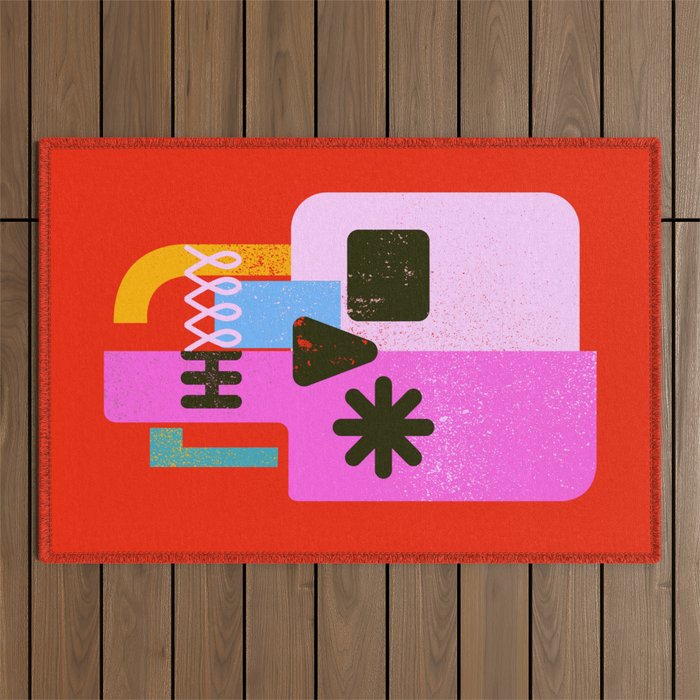 Encrypted Skull Outdoor Rug Gallery Image 1