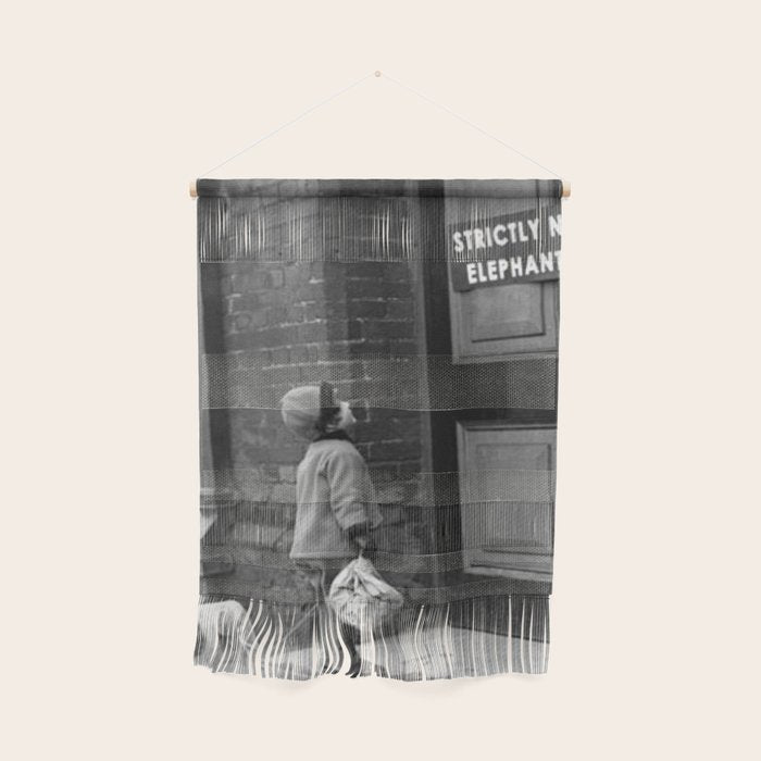 'Strictly No Elephants' vintage humorous child verses the world black and white photograph / black and white photography Wall Hanging Gallery Image 1