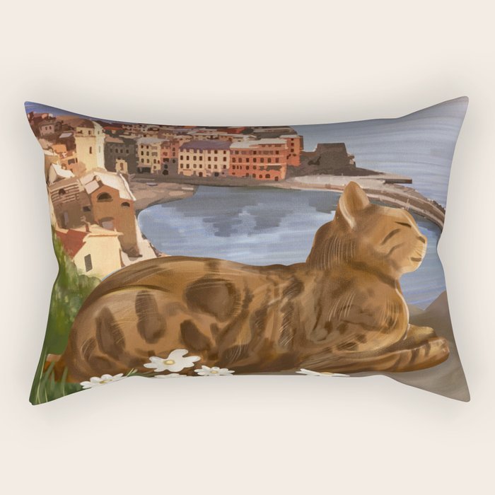 Whiskers in the Wildflowers Rectangular Pillow Gallery Image 1