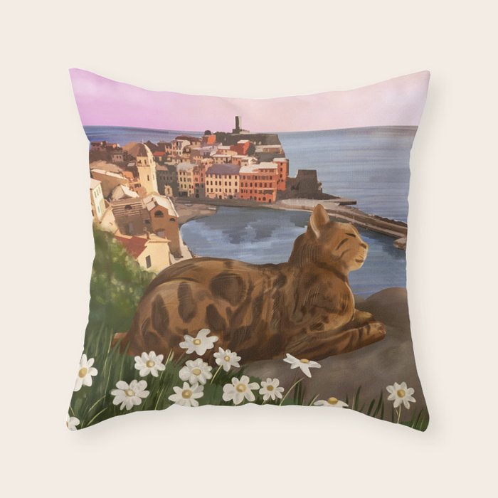 Whiskers in the Wildflowers Throw Pillow Gallery Image 1