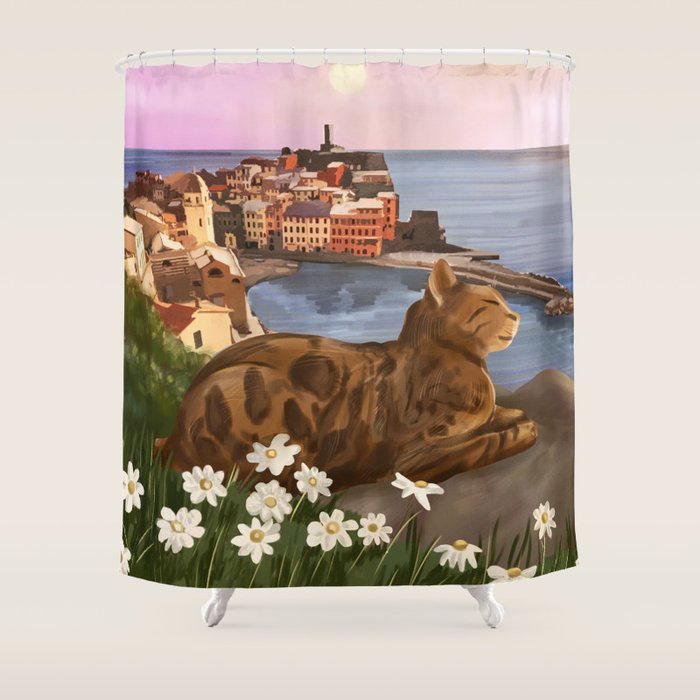 Whiskers in the Wildflowers Shower Curtain Gallery Image 1