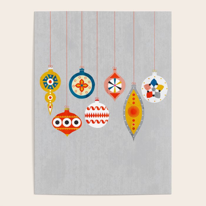 Christmas retro baubles no3 Poster Gallery Image 1