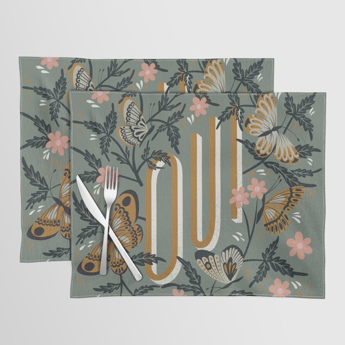 Oui Butterflies - Mint & Gold Placemat Gallery Image 1