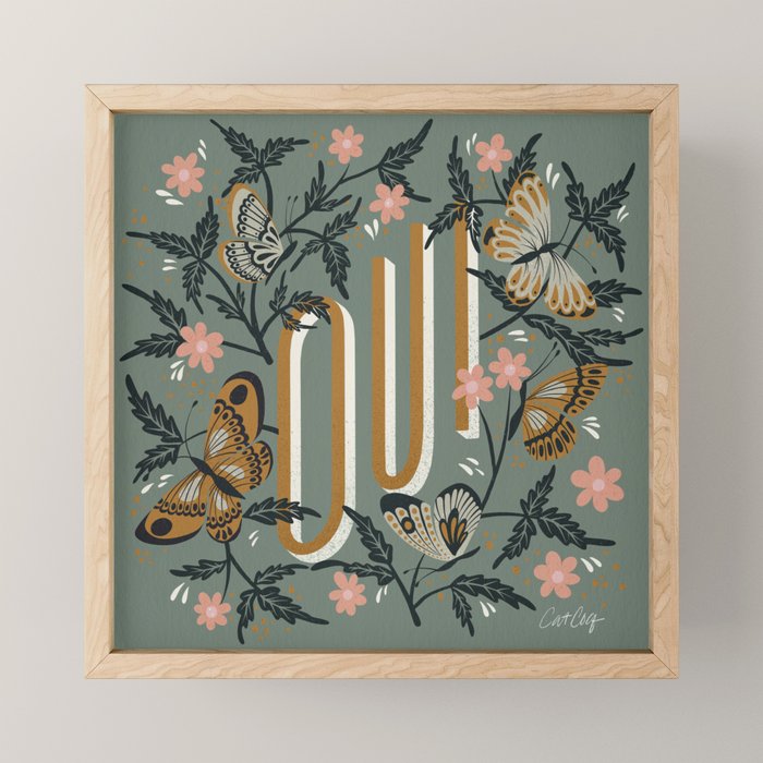Oui Butterflies - Mint & Gold Mini Art Print Gallery Image 1