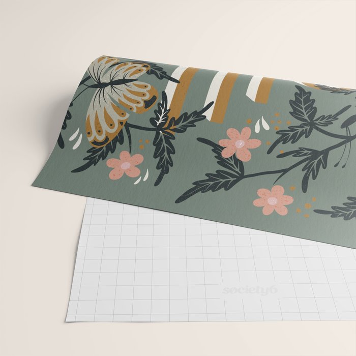 Oui Butterflies - Mint & Gold Wrapping Paper Gallery Image 2