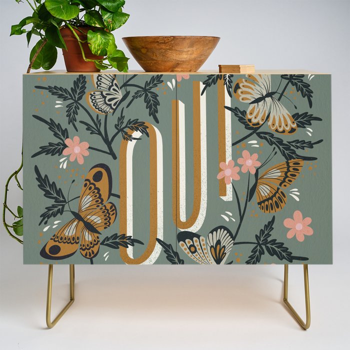 Oui Butterflies - Mint & Gold Credenza Gallery Image 1