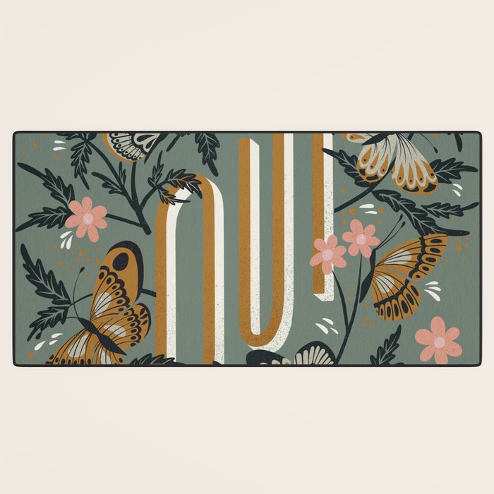 Oui Butterflies - Mint & Gold Desk Mat Gallery Image 3