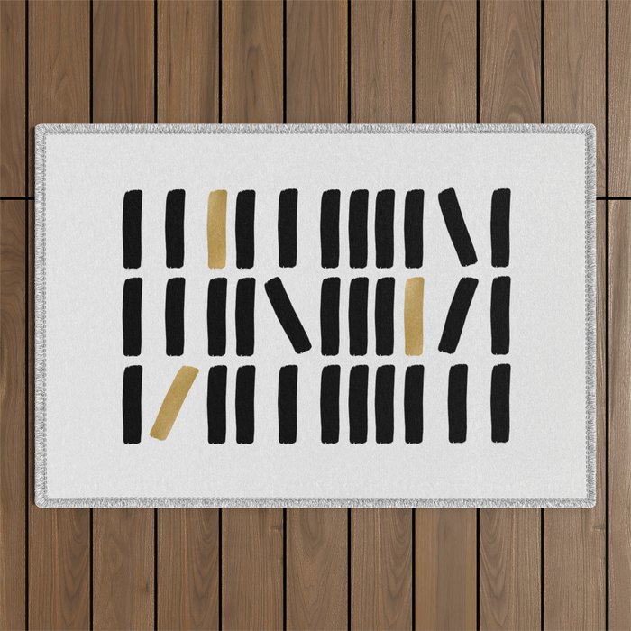 Black and Gold Abstract Outdoor Rug Gallery Image 1