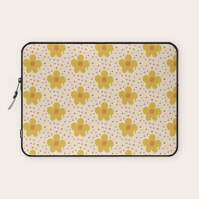 Retro 70s 60s Pattern Flowers #illustration #painting Laptop Sleeve Gallery Image 1