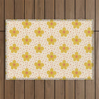 Retro 70s 60s Pattern Flowers #illustration #painting Outdoor Rug Gallery Image 1