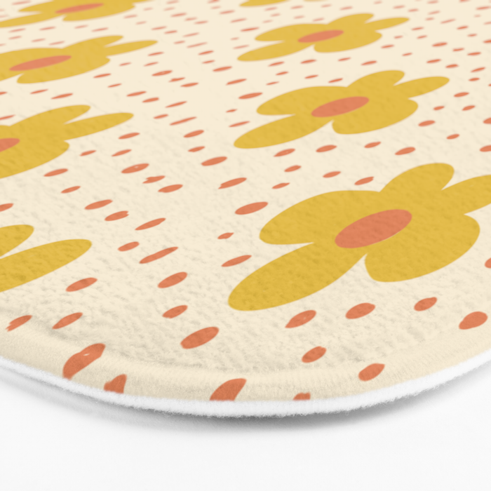 Retro 70s 60s Pattern Flowers #illustration #painting Bath Mat Gallery Image 3