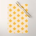 Retro 70s 60s Pattern Flowers #illustration #painting Wrapping Paper Gallery Image 1