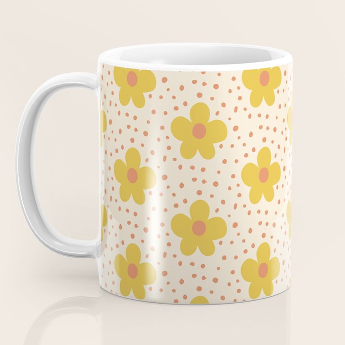 Retro 70s 60s Pattern Flowers #illustration #painting Coffee Mug Gallery Image 3