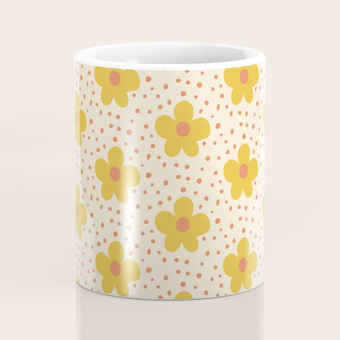 Retro 70s 60s Pattern Flowers #illustration #painting Coffee Mug Gallery Image 4