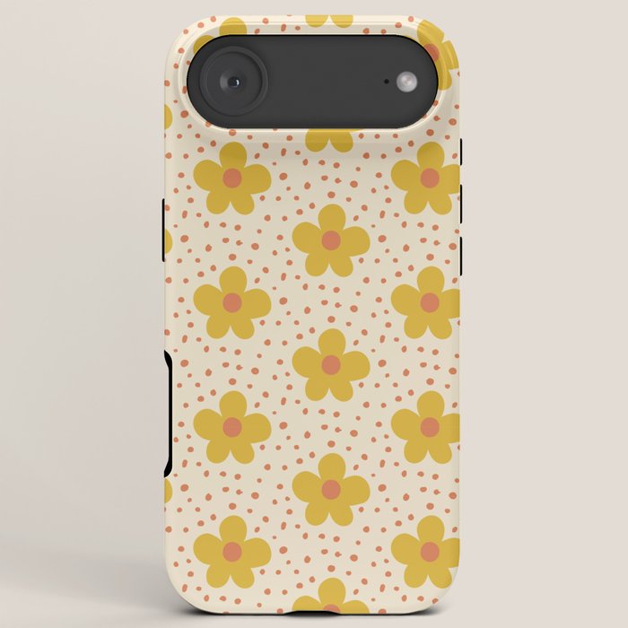 Retro 70s 60s Pattern Flowers #illustration #painting iPhone Case Gallery Image 6
