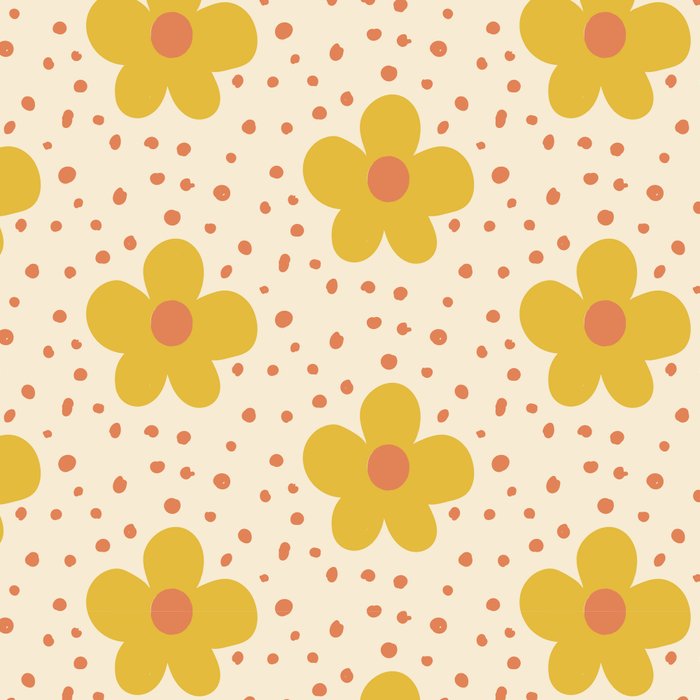 Retro 70s 60s Pattern Flowers #illustration #painting Coffee Mug Gallery Image 2