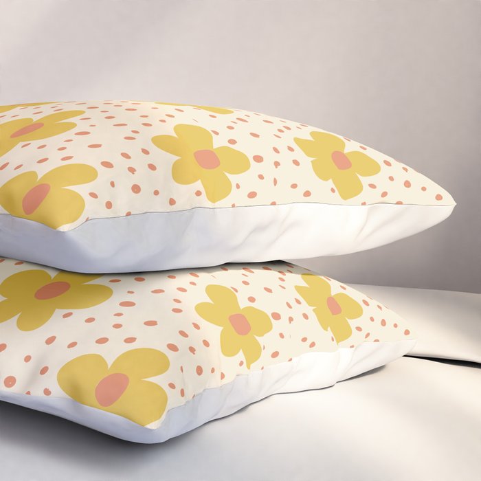 Retro 70s 60s Pattern Flowers #illustration #painting Pillow Sham Gallery Image 3