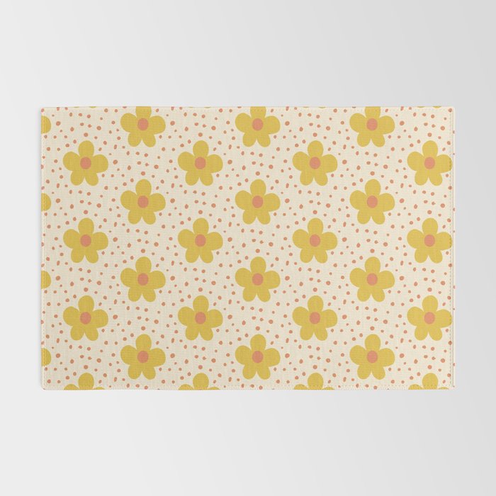 Retro 70s 60s Pattern Flowers #illustration #painting Rug Gallery Image 2