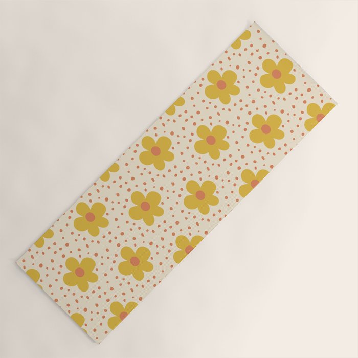 Retro 70s 60s Pattern Flowers #illustration #painting Yoga Mat Gallery Image 1