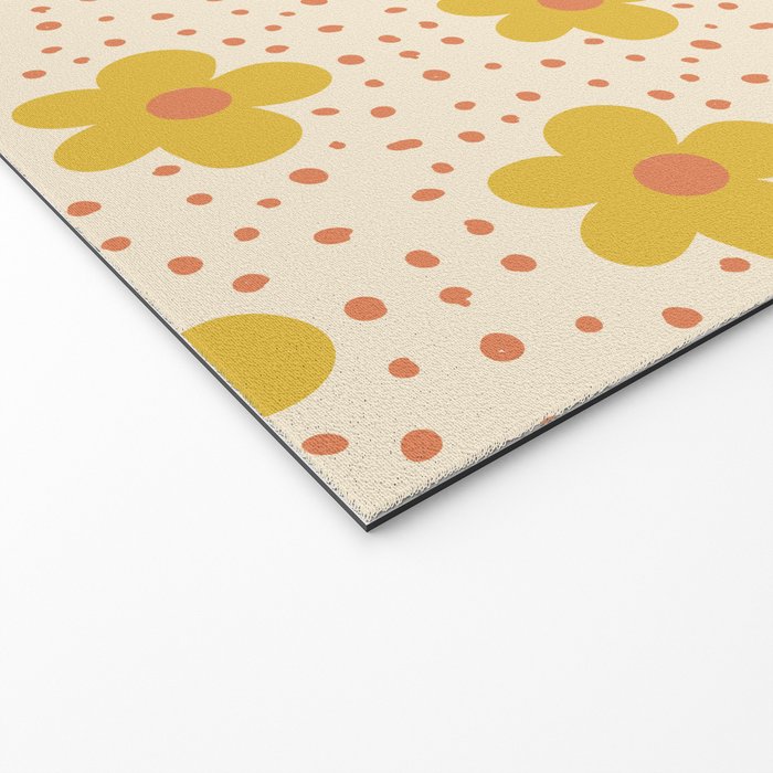 Retro 70s 60s Pattern Flowers #illustration #painting Welcome Mat Gallery Image 2