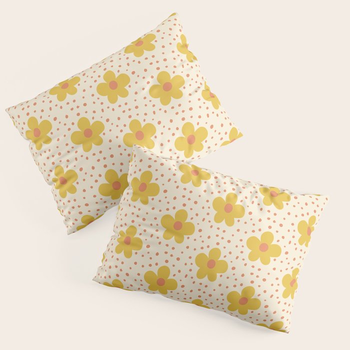 Retro 70s 60s Pattern Flowers #illustration #painting Pillow Sham Gallery Image 3