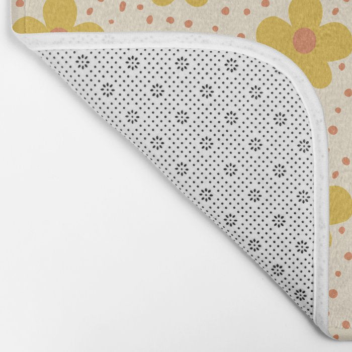 Retro 70s 60s Pattern Flowers #illustration #painting Bath Mat Gallery Image 2