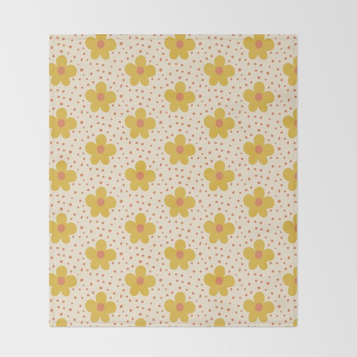 Retro 70s 60s Pattern Flowers #illustration #painting Throw Blanket Gallery Image 2