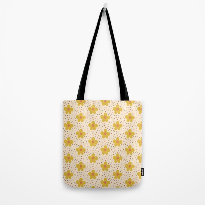 Retro 70s 60s Pattern Flowers #illustration #painting Tote Bag Gallery Image 2