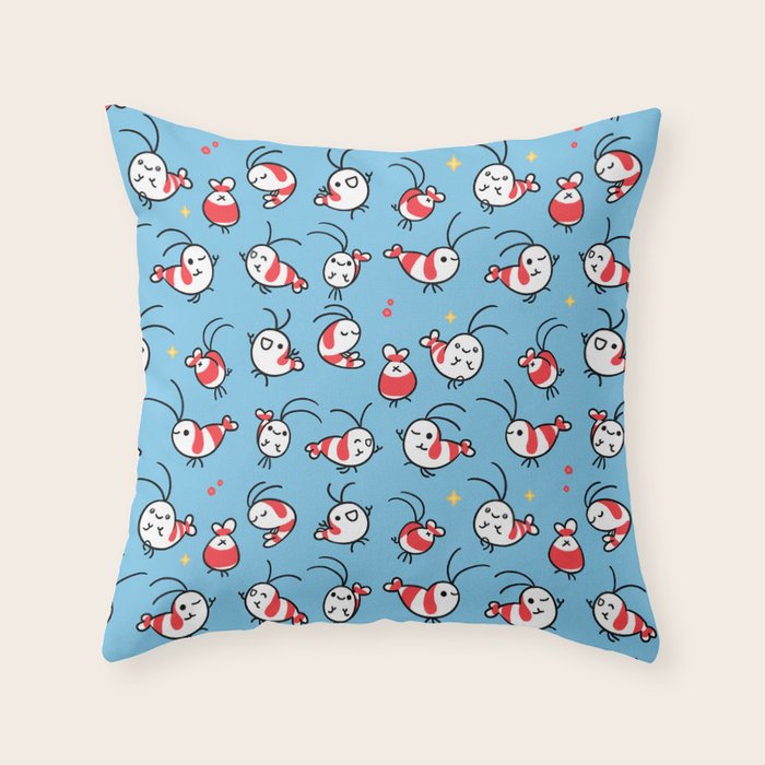 Shy shrimp - pattern Throw Pillow Gallery Image 1