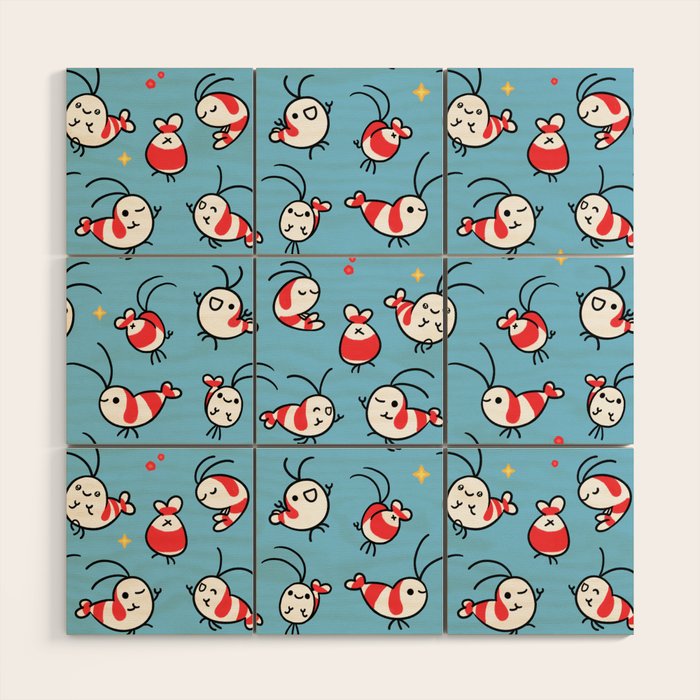Shy shrimp - pattern Wood Wall Art Gallery Image 1