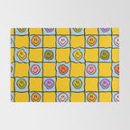 Yellow Happy Face Checkerboard Print Rug Gallery Image 2