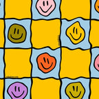 Yellow Happy Face Checkerboard Print Coffee Mug Gallery Image 2