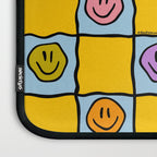 Yellow Happy Face Checkerboard Print Laptop Sleeve Gallery Image 3