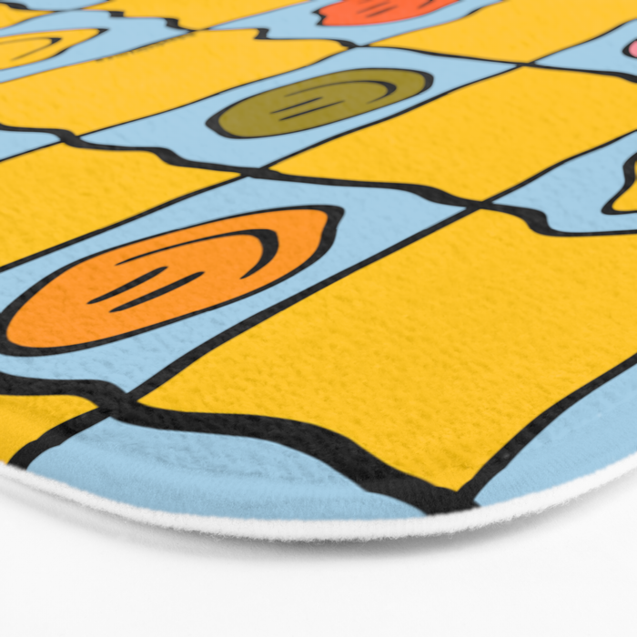 Yellow Happy Face Checkerboard Print Bath Mat Gallery Image 3