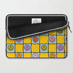 Yellow Happy Face Checkerboard Print Laptop Sleeve Gallery Image 2