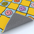 Yellow Happy Face Checkerboard Print Rug Gallery Image 4