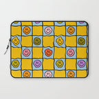 Yellow Happy Face Checkerboard Print Laptop Sleeve Gallery Image 1