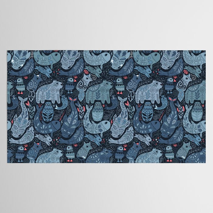 Arctic animals Polar bear, narwhal, seal, fox, puffin, whale  Tablecloth Gallery Image 2