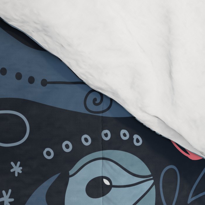 Arctic animals Polar bear, narwhal, seal, fox, puffin, whale  Comforter Gallery Image 4