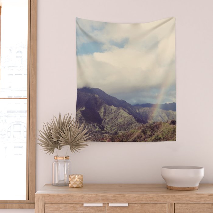 Kauai Rainbow - Hawaii Nature, Landscape Photography Wall Tapestry Gallery Image 2