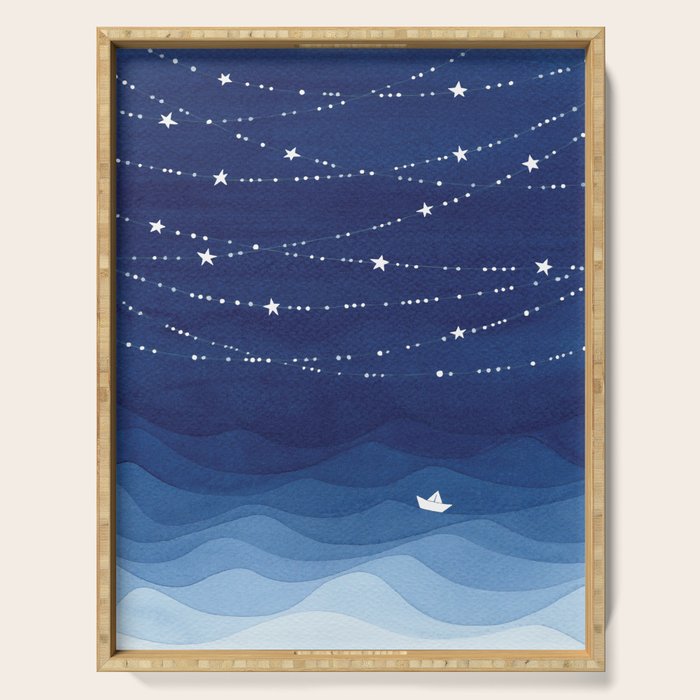 Garland of Stars IV, night sky Serving Tray Gallery Image 1
