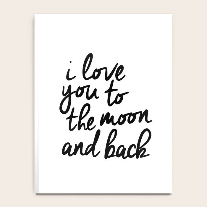 I Love You to the Moon and Back black-white kids room typography poster home wall decor canvas Notebook Gallery Image 4