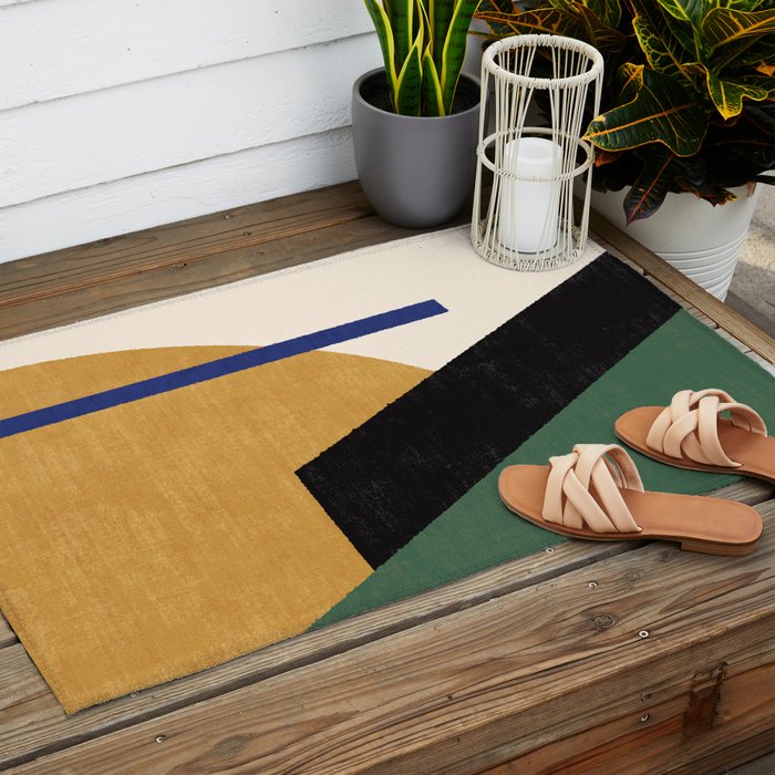 Geometric Compo 1 Filet - green Outdoor Rug Gallery Image 2