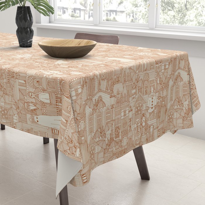 vintage halloween rust ivory Tablecloth Gallery Image 3