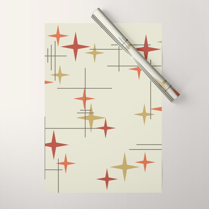 Mid Century Modern Stars Wrapping Paper Gallery Image 1