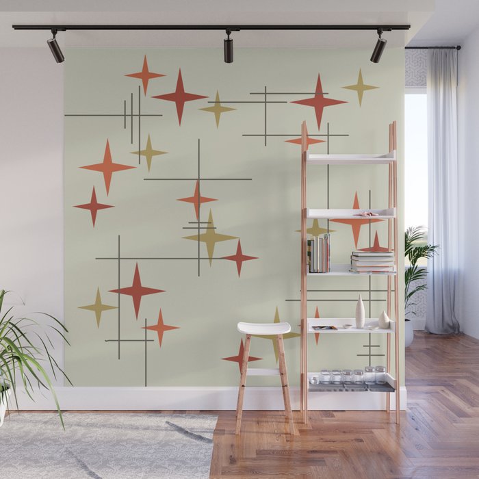 Mid Century Modern Stars Wall Mural Gallery Image 1